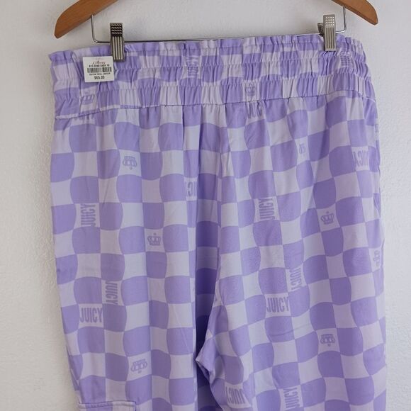 JUICY BY JUICY COUTURE WOMEN'S HIGH RISE PLUS JOGGER PANTS IN LILAC CHECK,2X - Picture 8 of 8